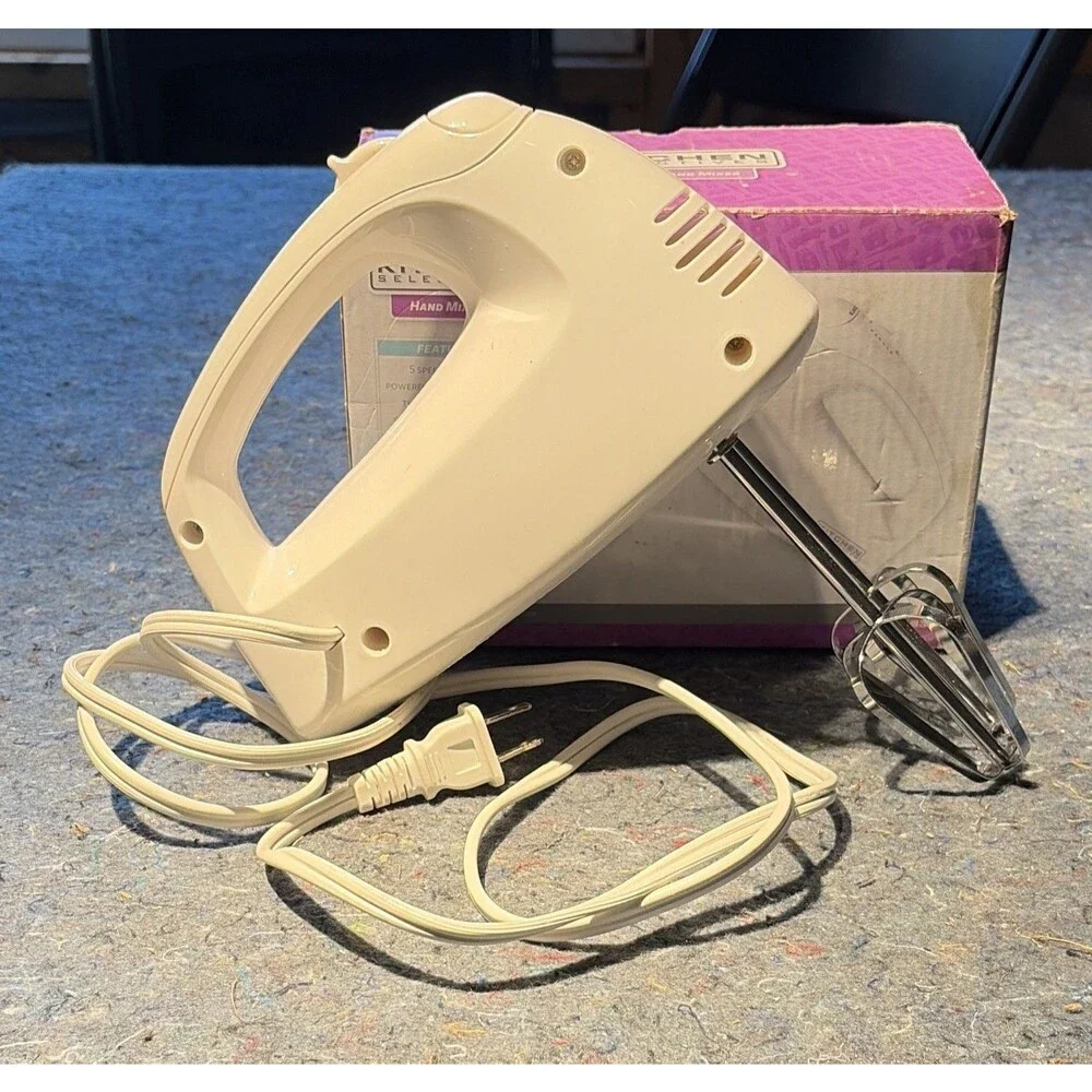 Kitchen Selectives HM-2007 5-Speed 125W Handheld Mixer White w/ Beaters